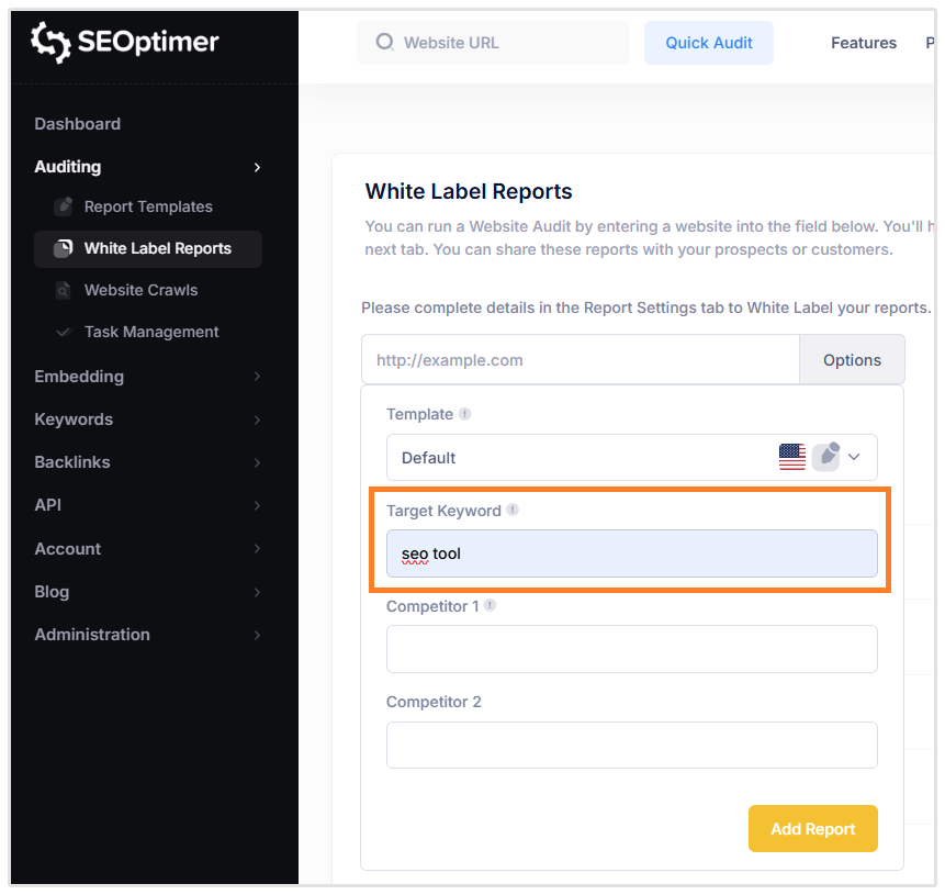 Add target keyword
